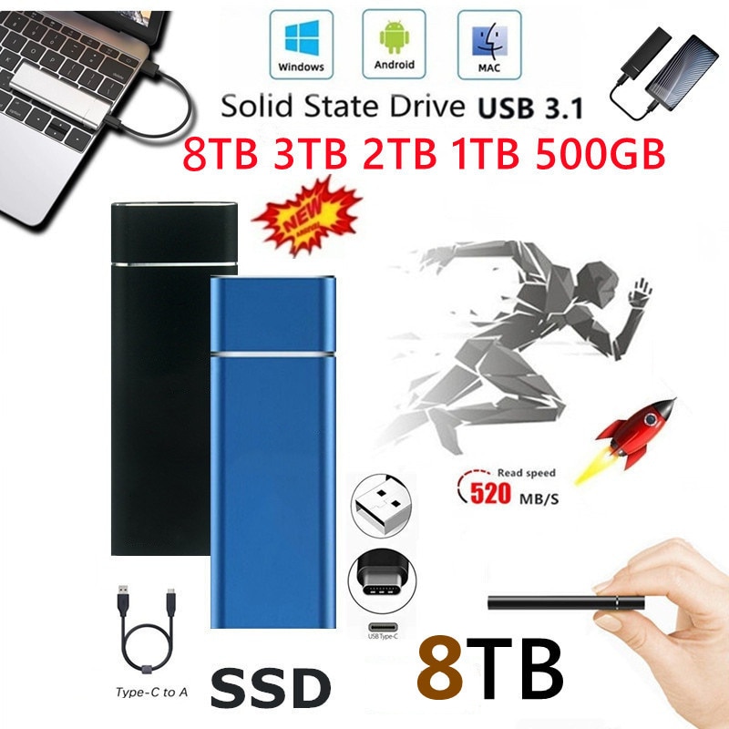 SSD  ָ Ʈ ̺ 8 ׶Ʈ 2 ׶Ʈ 1 ׶Ʈ  ġ ϵ ̺ ǻ ޴ USB 3.0  ϵ ̺ ָ Ʈ ũ